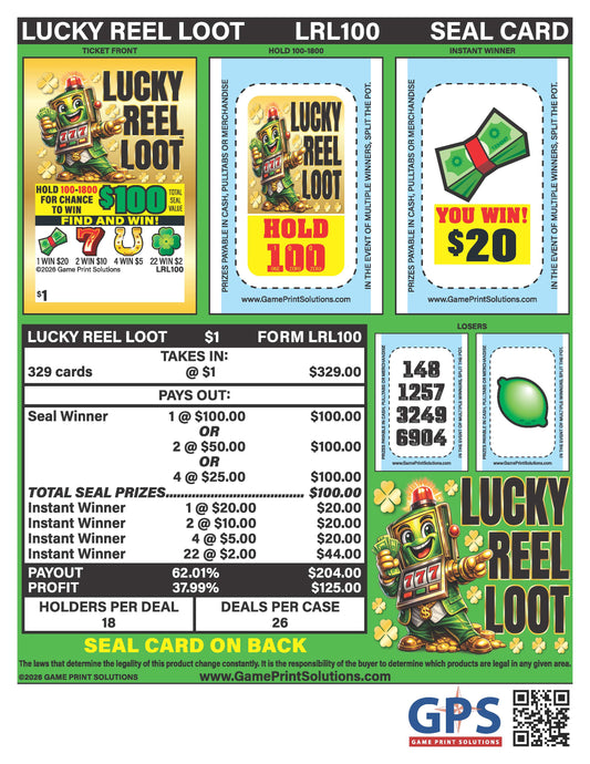 Lucky Reel Loot 329ct Seal Game Pull Tabs