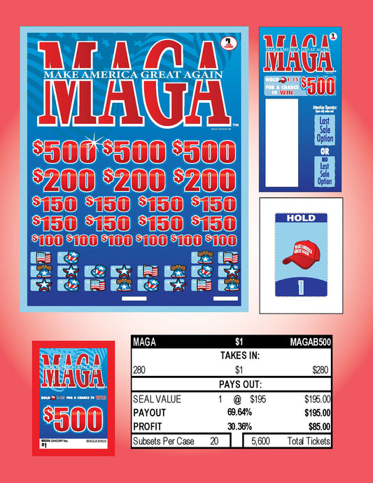 Make America Great Again 280ct Subset Bonus Board Pull Tabs