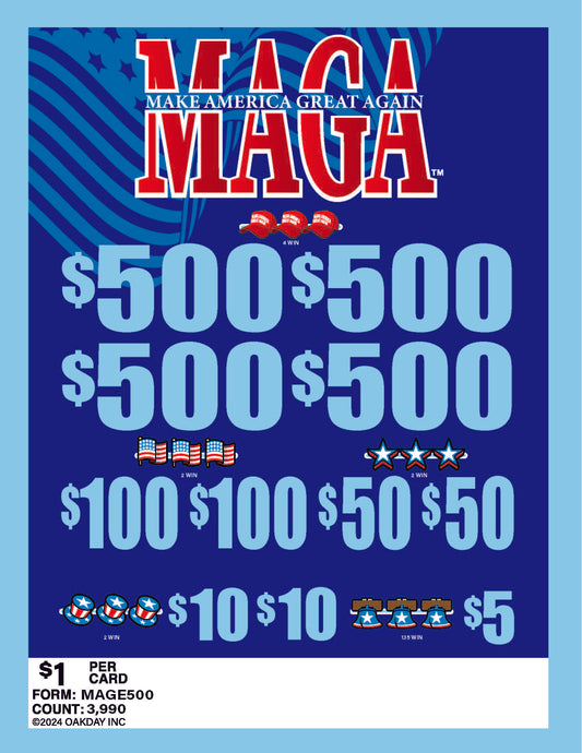 Make America Great Again 3990ct $1 4-$500 Instant Pull Tabs