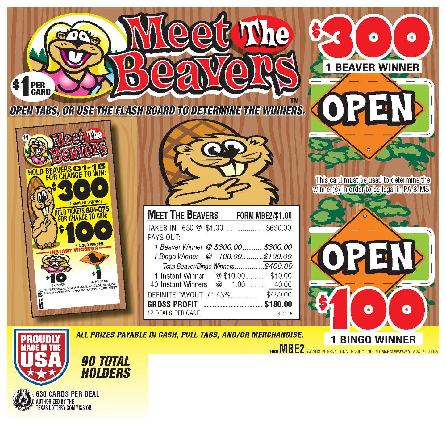 Meet the Beavers 630ct Seal Game Pull Tabs