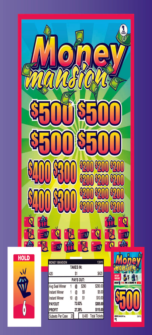 Money Mansion 420ct Subset Bonus Board Pull Tabs