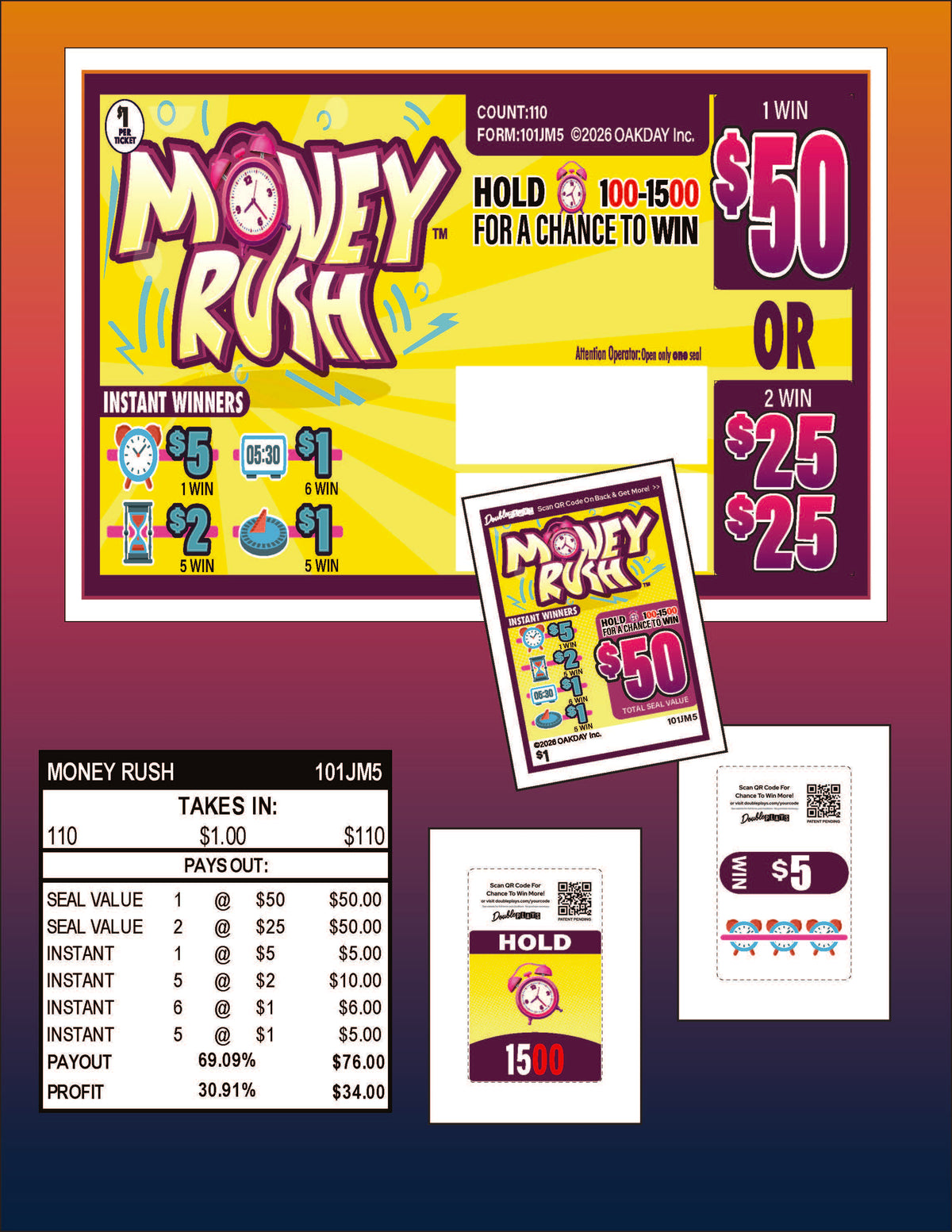 Money Rush 110ct Seal Game Pull Tabs