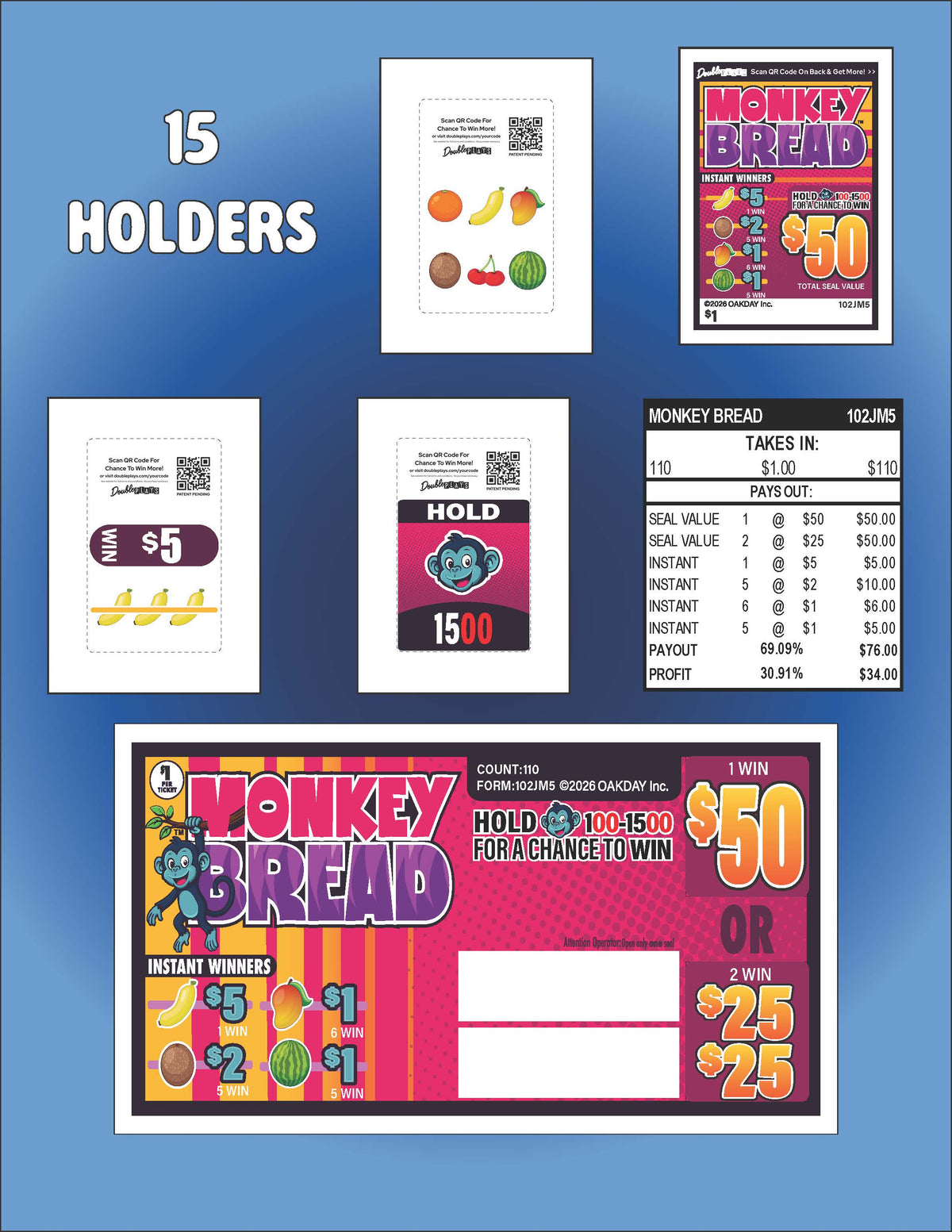 Monkey Bread 110ct Seal Game Pull Tabs