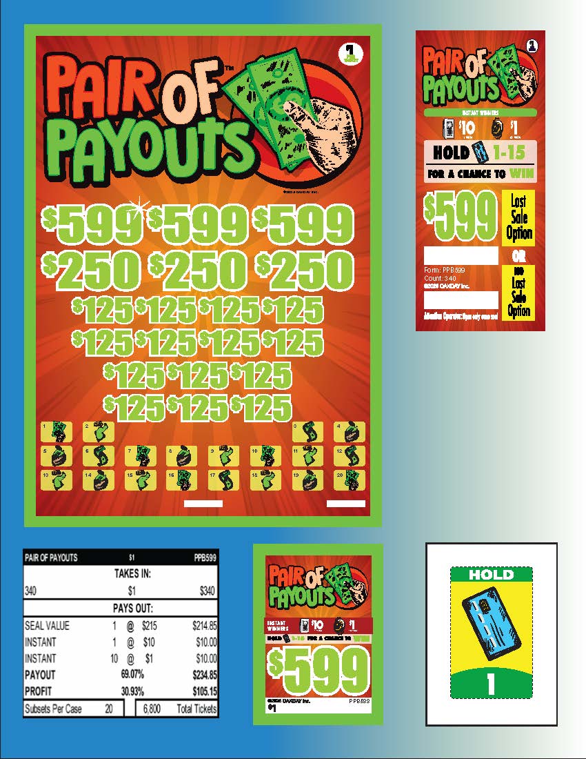 Pair Of Payouts 340ct Subset Bonus Board Pull Tabs