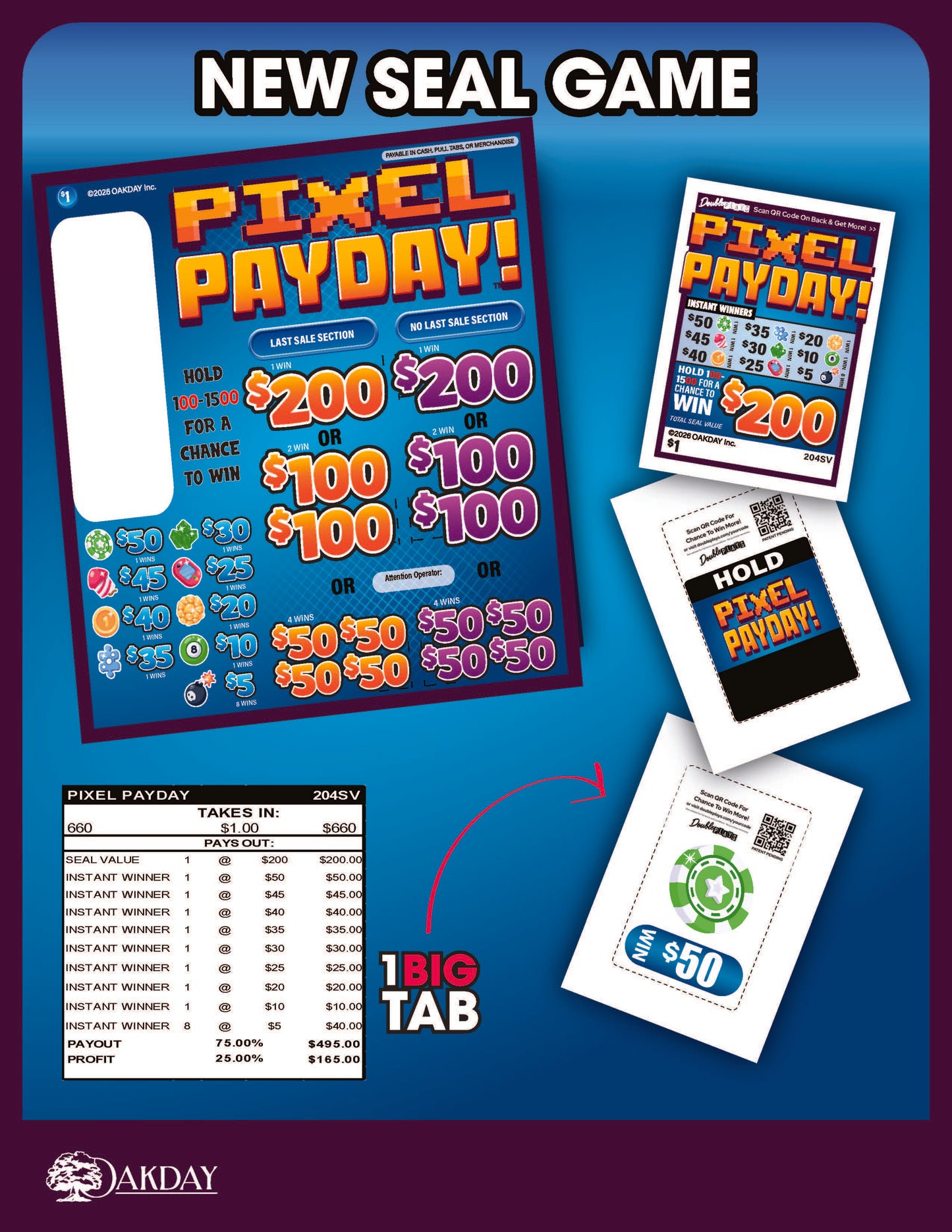 Pixel Payday 660ct Seal Game Pull Tabs