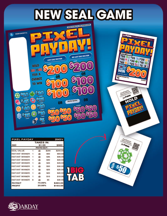 Pixel Payday 660ct Seal Game Pull Tabs