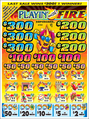 Playin with Fire 3360ct Supercard Bonus Board Pull Tabs