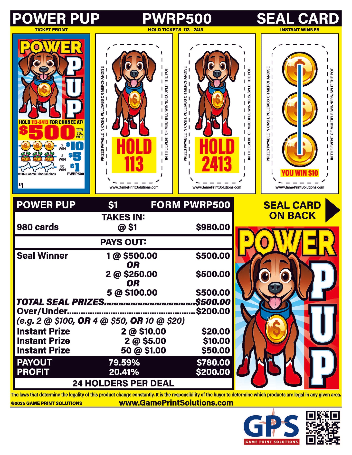Power Pup 980ct Seal Game Pull Tabs