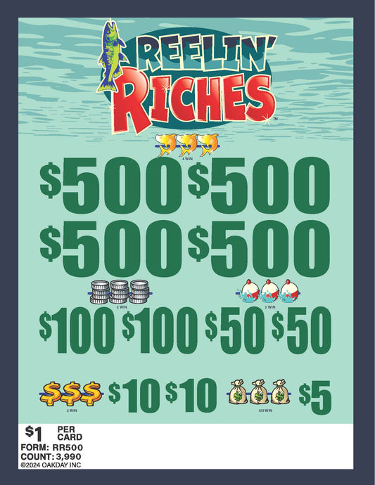 Reelin' Riches 3990ct $1 4-$500 Instant Pull Tabs