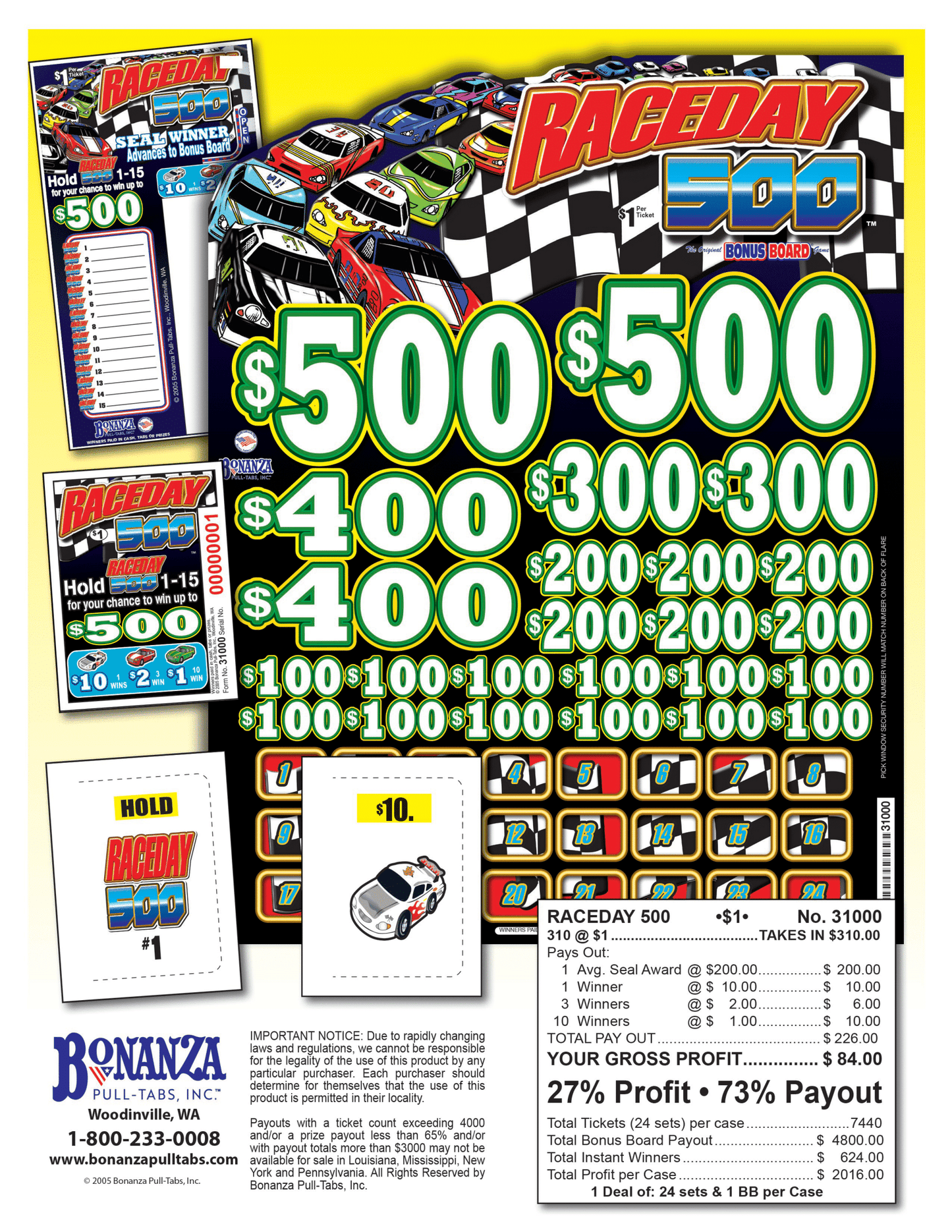 Raceday 500 Pull Tabs