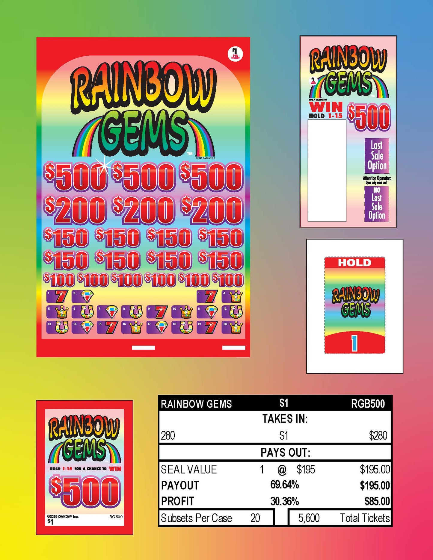 Rainbow Gems 280ct Subset Bonus Board Pull Tabs
