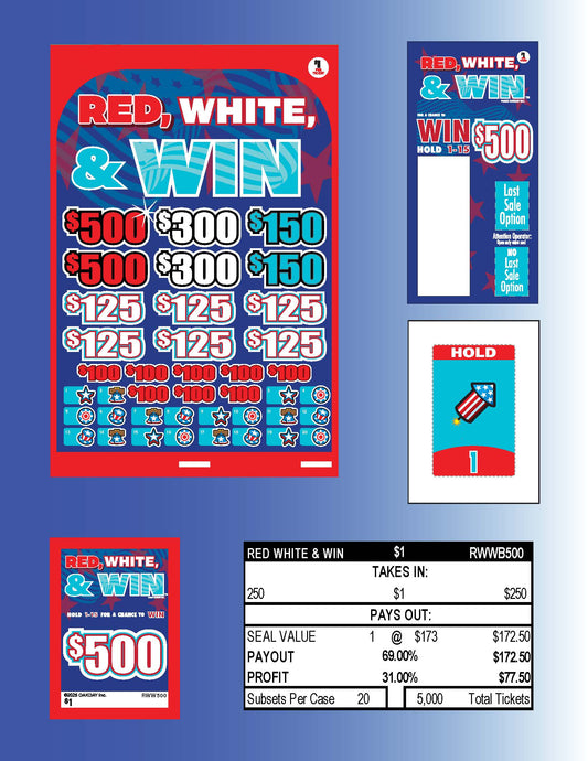 Red, White, and Win 250ct Subset Bonus Board Pull Tabs