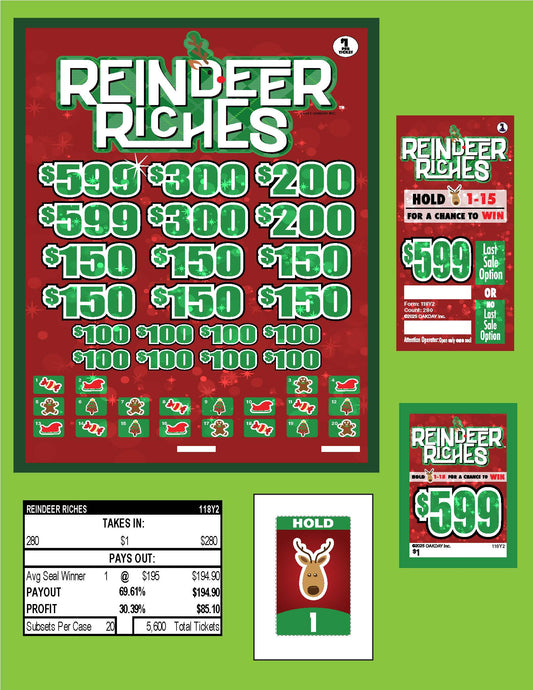 Reindeer Riches 280ct Subset Bonus Board Pull Tabs