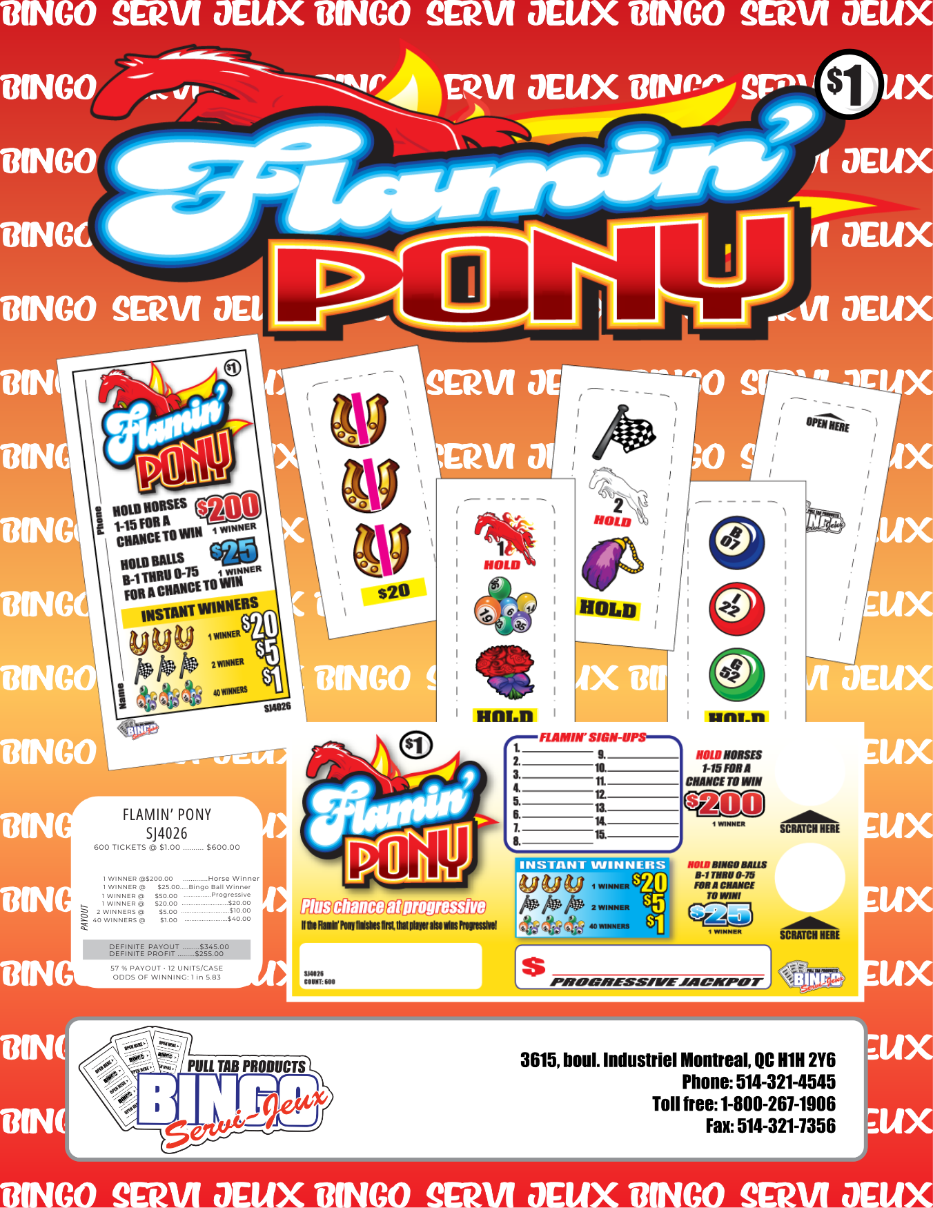 flamin' pony pull tab