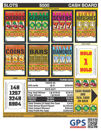 Slots Coins Bonus Board Pull Tabs
