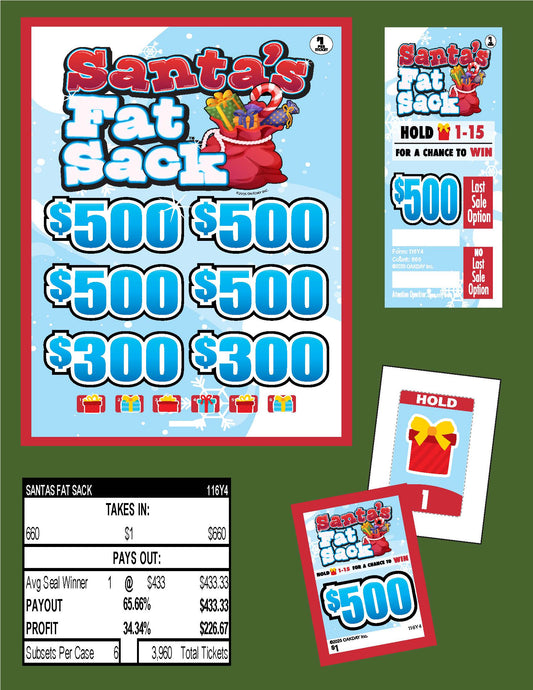 Santa's Fat Stack 660ct Subset Bonus Board Pull Tabs