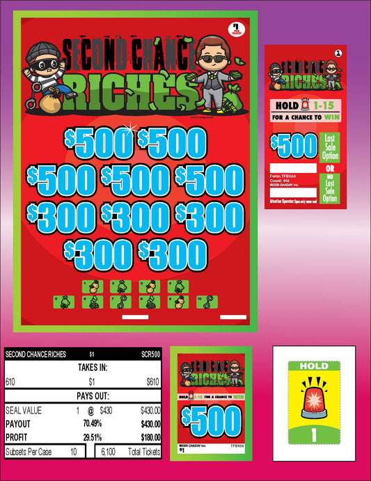 Second Chance Riches 610ct Subset Bonus Board Pull Tabs