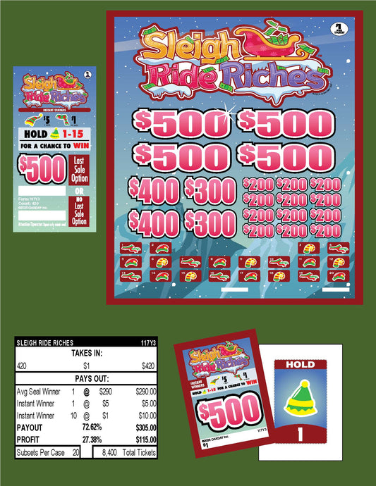 Sleigh Ride Riches 420ct Subset Bonus Board Pull Tabs