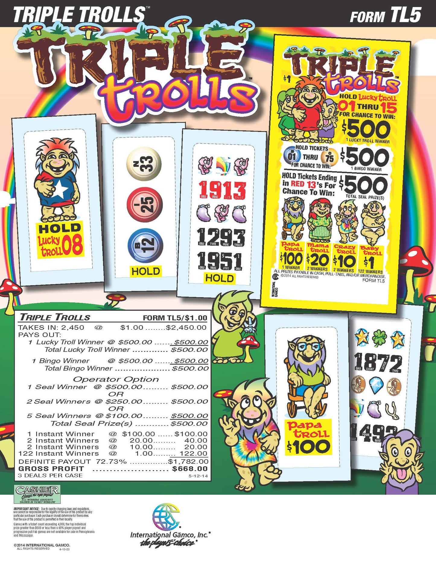 Triple Trolls 2450ct Seal Game Pull Tabs