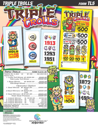 Triple Trolls 2450ct Seal Game Pull Tabs