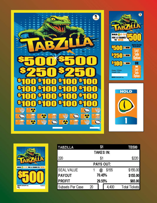 Tabzilla 220ct Subset Bonus Board Pull Tabs