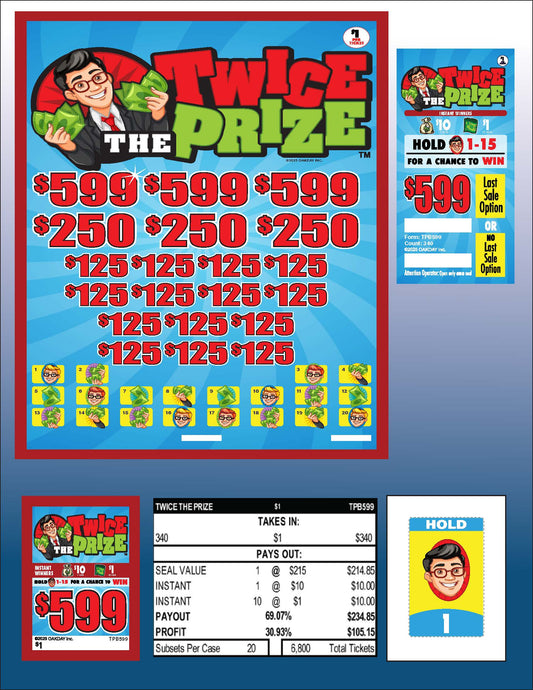 Twice The Prize 340ct Subset Bonus Board Pull Tabs