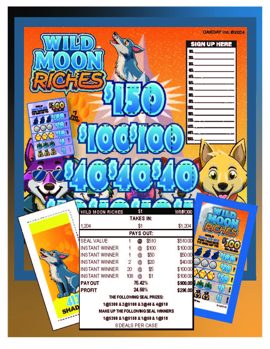 Wild Moon Riches 1204ct Climber Seal Game Pull Tabs