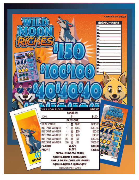 Wild Moon Riches 1204ct Climber Seal Game Pull Tabs