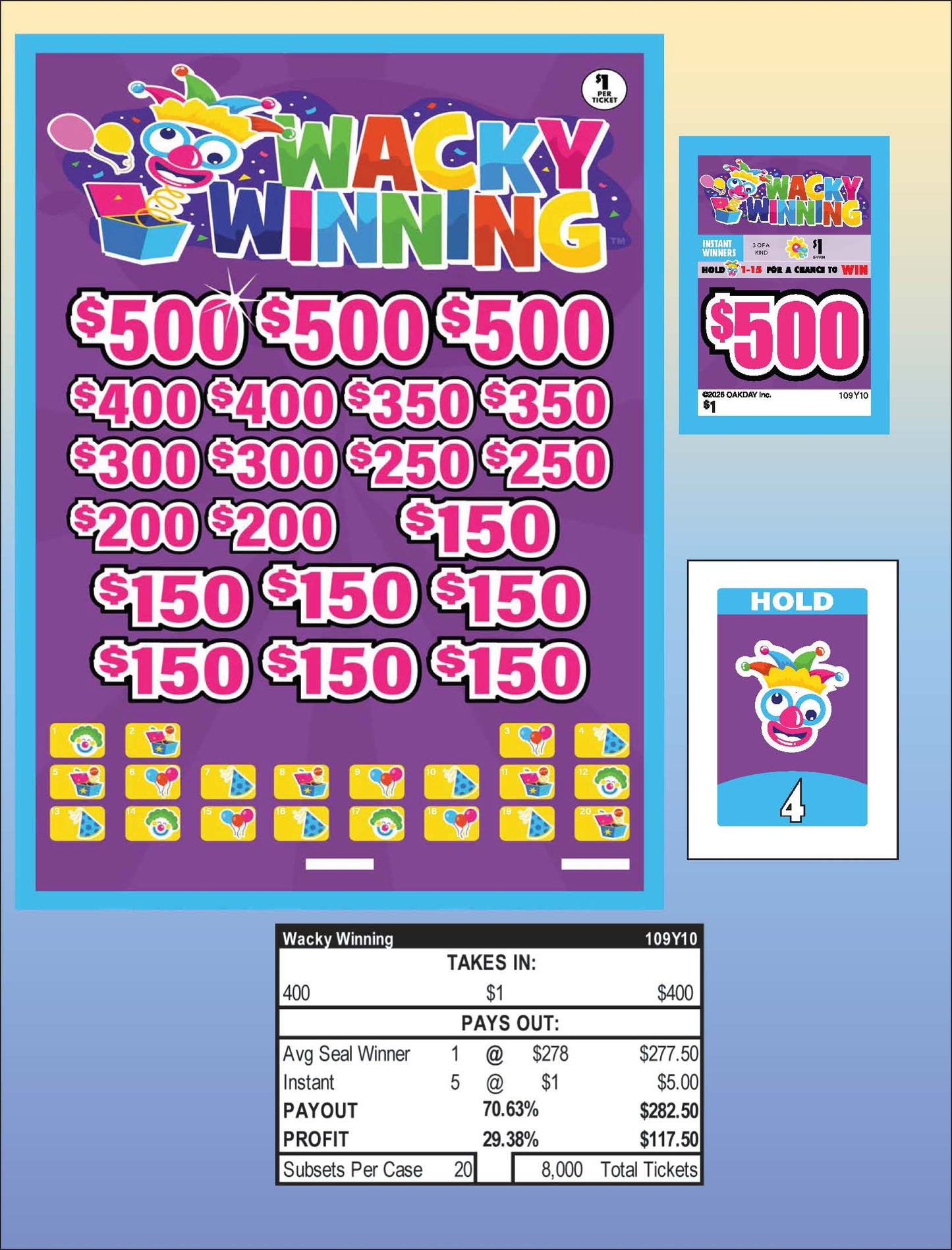 Wacky Winning 400ct Subset Bonus Board Pull Tabs