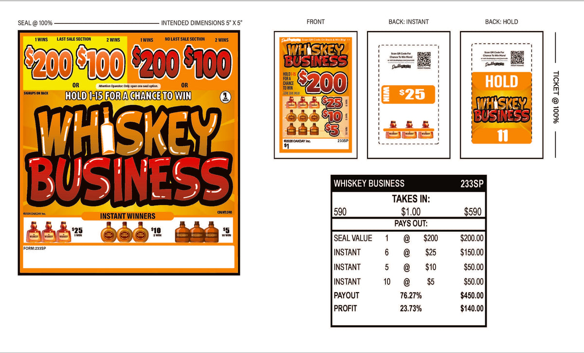 Whiskey Business 590ct Seal Game Pull Tabs