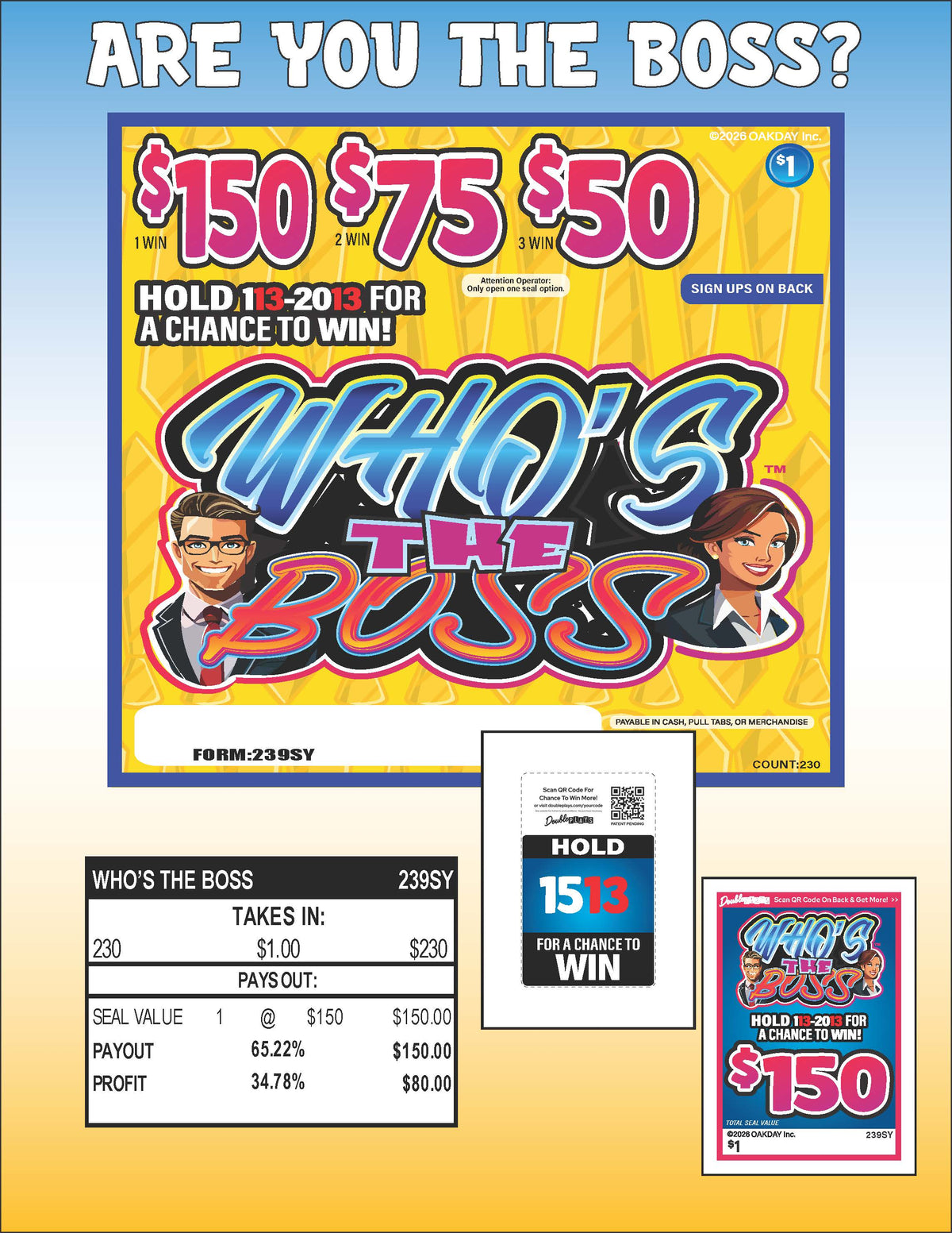 Who's The Boss 230ct Seal Game Pull Tabs