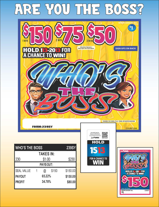 Who's The Boss 230ct Seal Game Pull Tabs