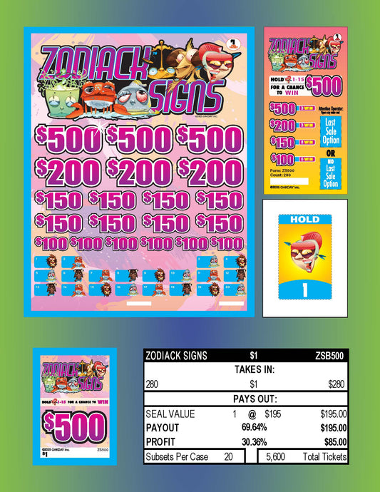 Zodiac Signs 280ct Subset Bonus Board Pull Tabs