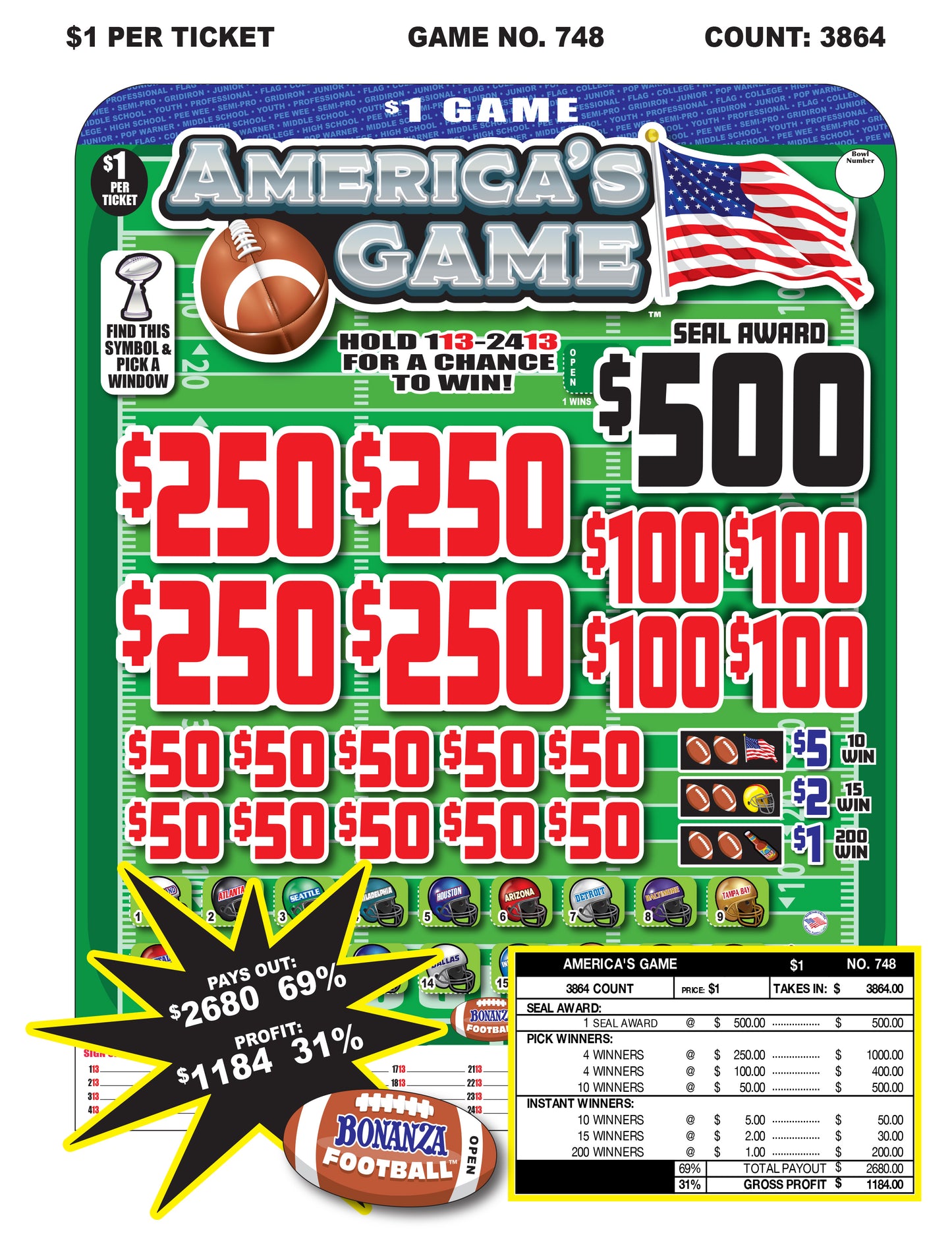 america's game pull tab