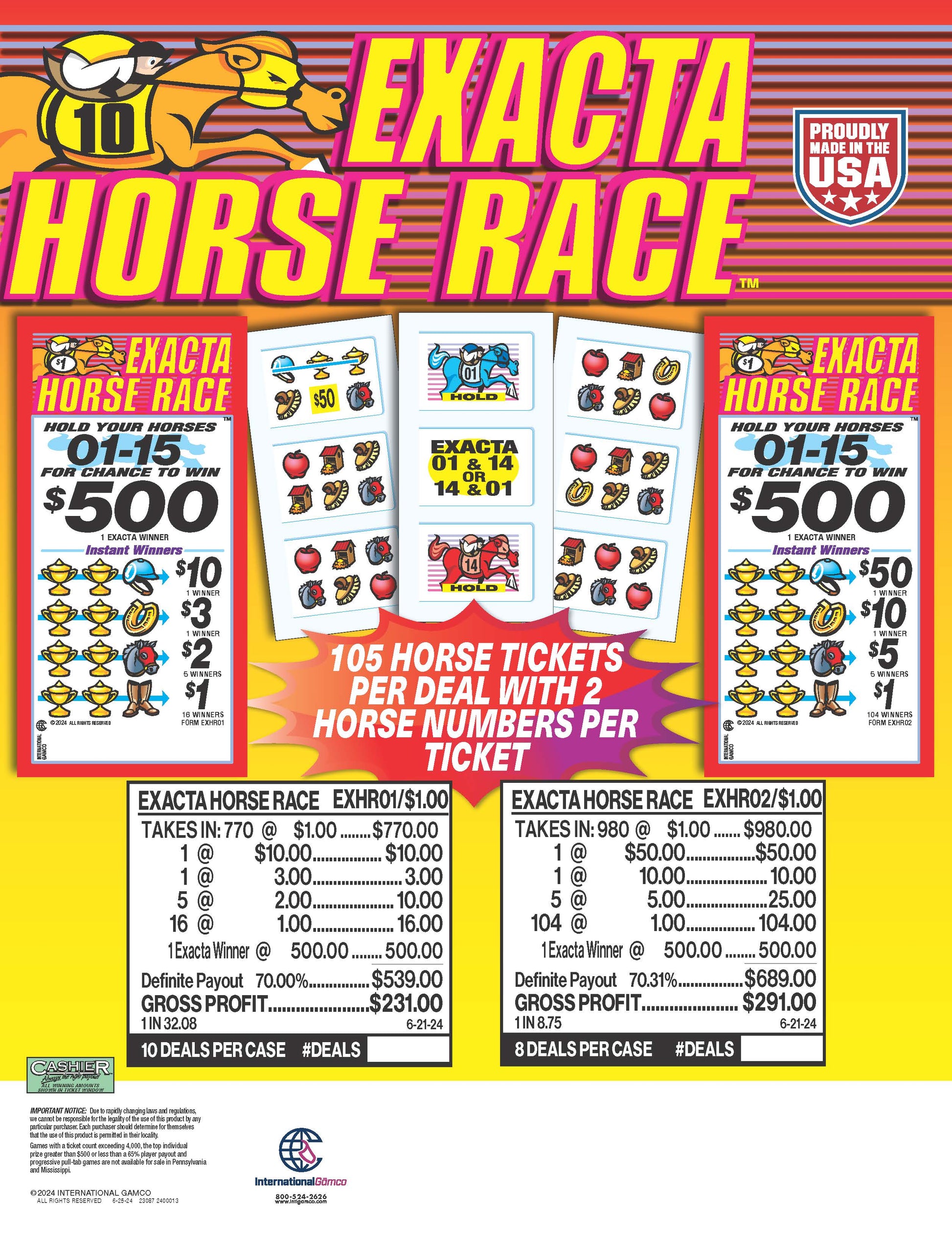 exacta horse race pull tab