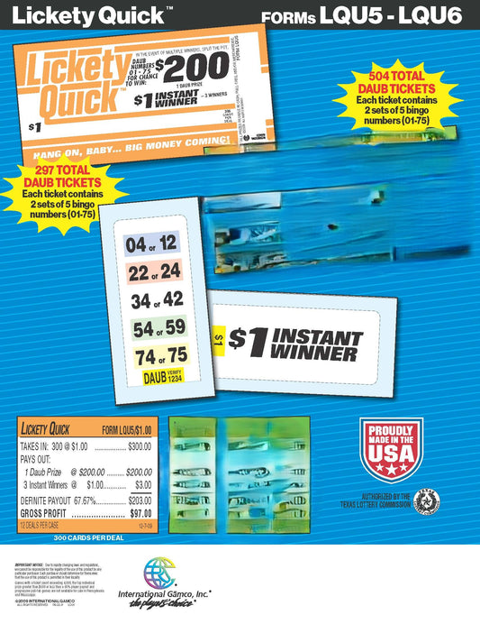 Lickety Quick 300ct Daub Game Pull Tabs