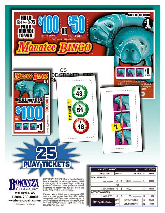 manatee bingo event seals pull tab