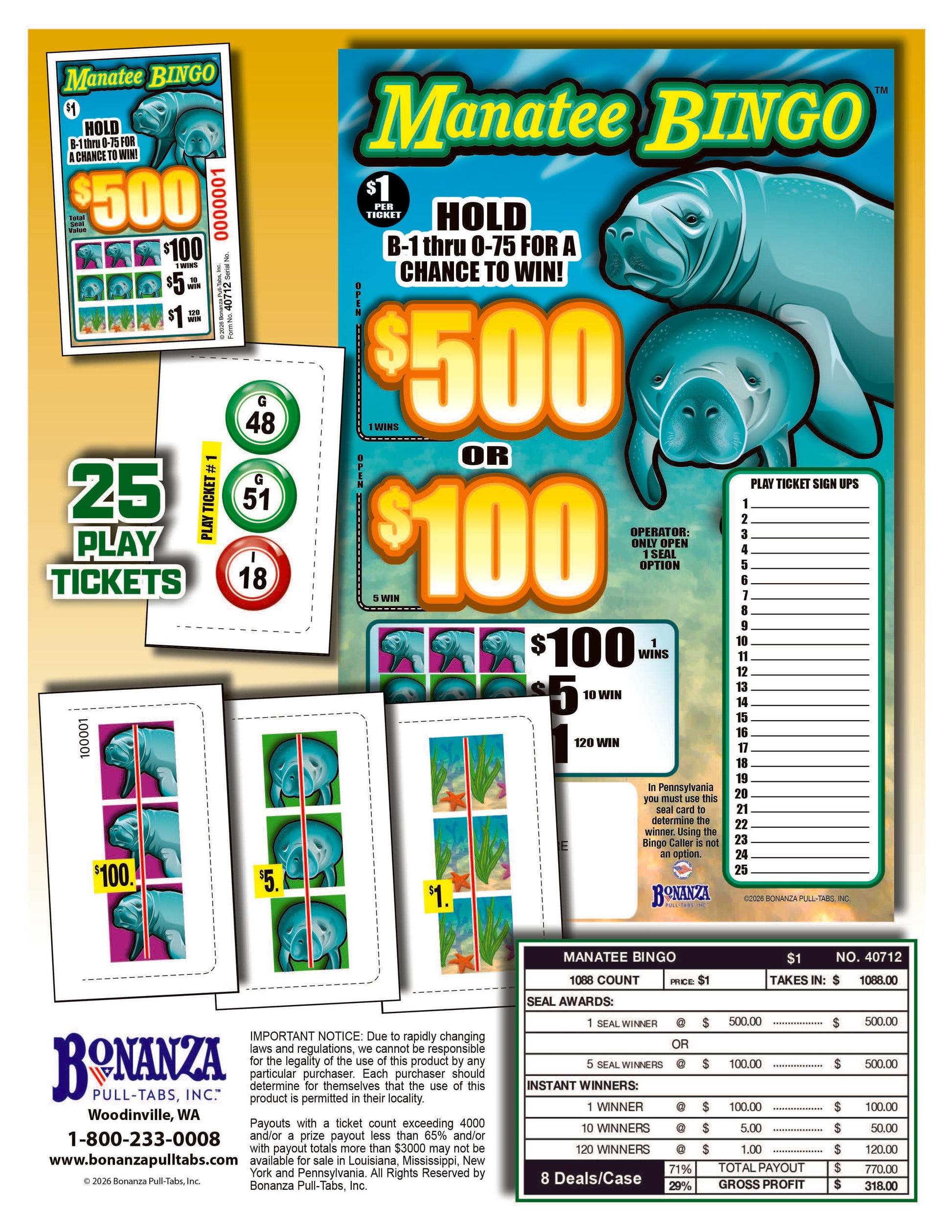 manatee bingo pull tab
