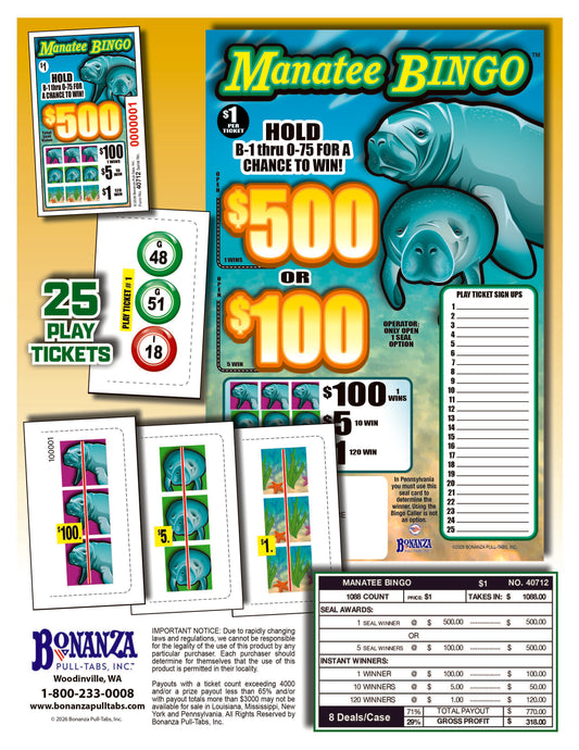 manatee bingo pull tab