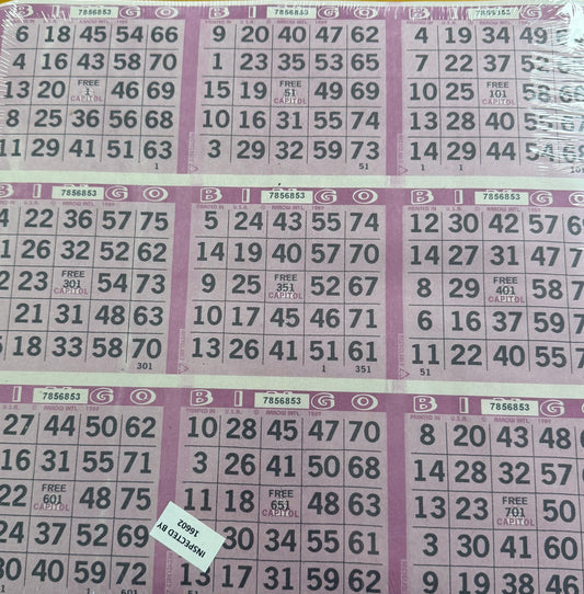 purple tint 9on bingo paper