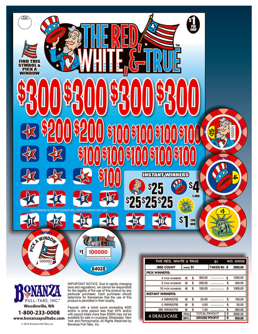 red white true pull tab