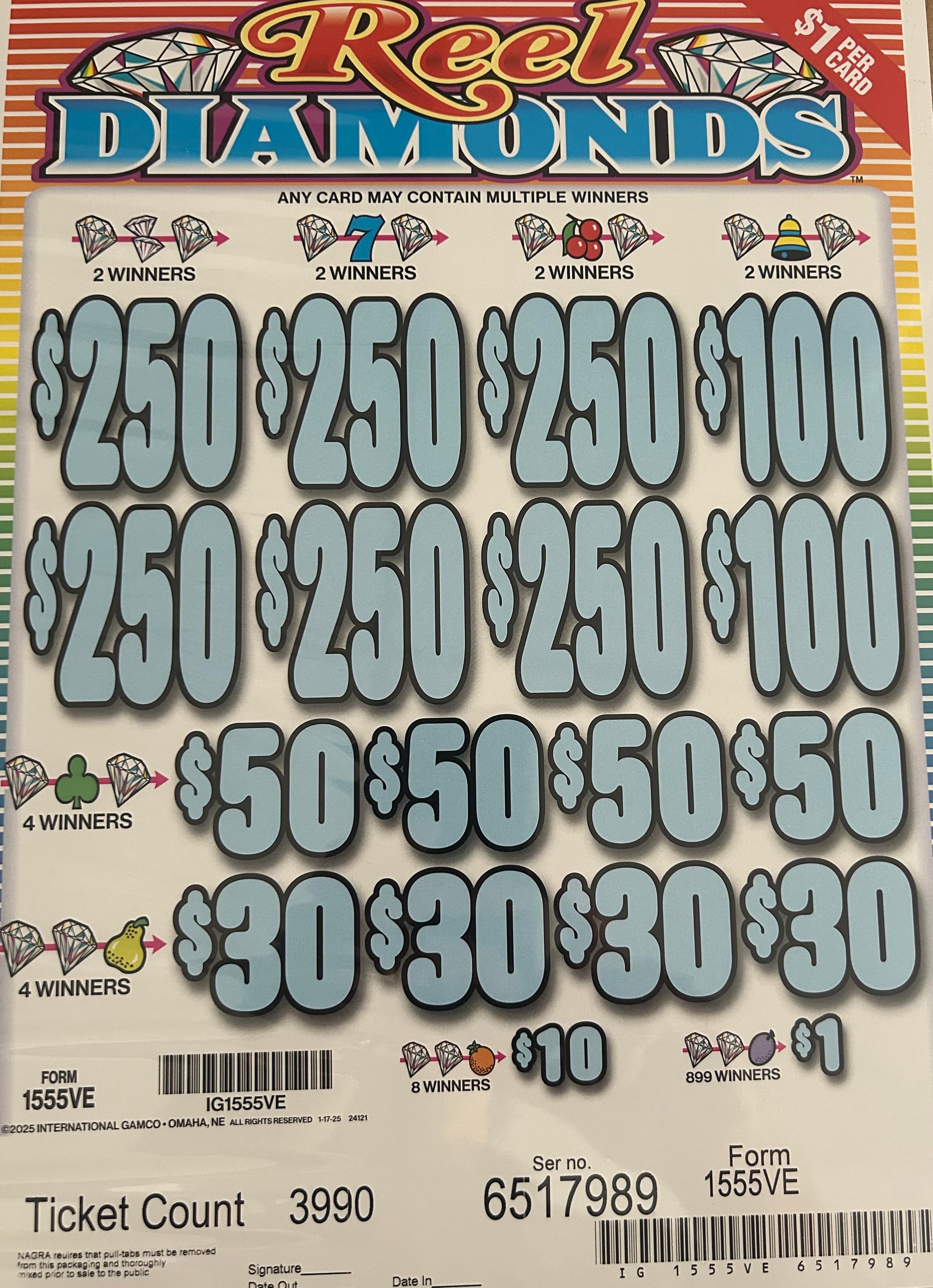 reel diamonds pull tab