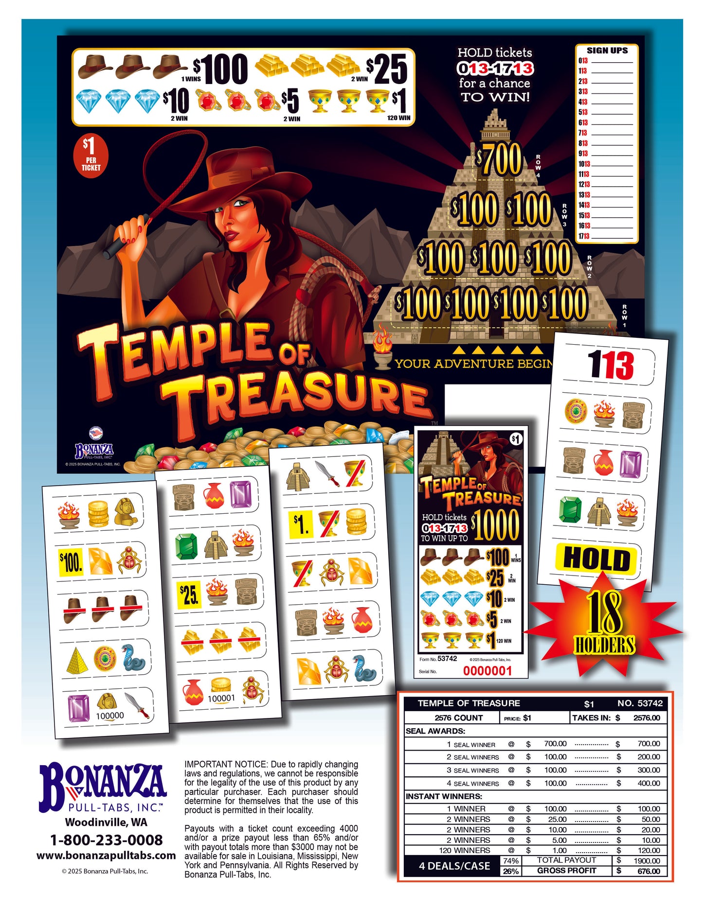 temple of treasure pull tab