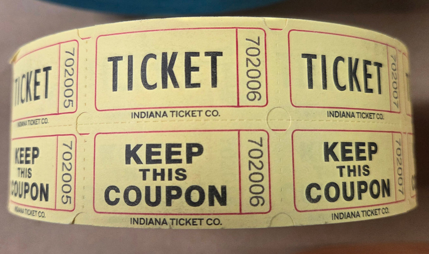 yellow raffle tickets