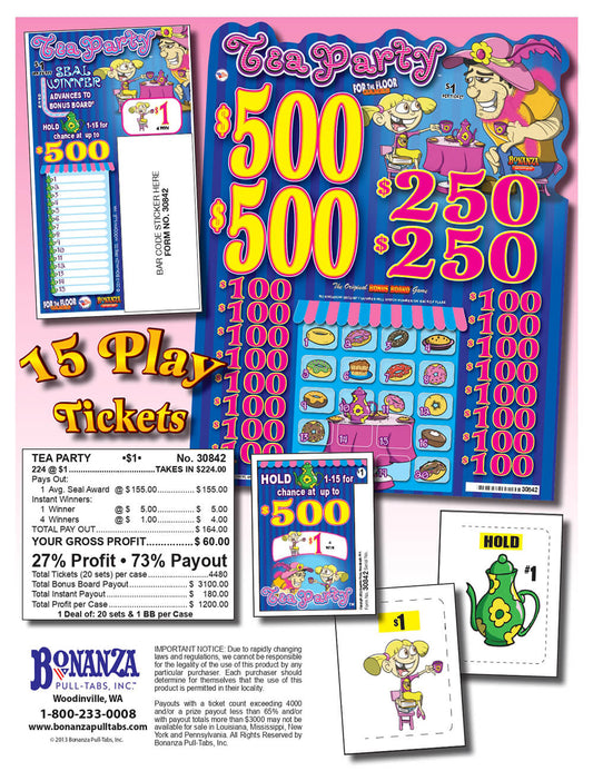 Tea Party 224ct Bonus Board Pull Tabs